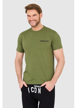 DSQUARED2 Zielony bawełniany t-shirt z małym logo, Wybierz rozmiar M ze sklepu outfit.pl w kategorii T-shirty męskie - zdjęcie 165013931