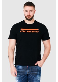 GUESS Czarny t-shirt męski z pomarańczowym logo, Wybierz rozmiar L ze sklepu outfit.pl w kategorii T-shirty męskie - zdjęcie 165014051