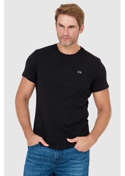 LA MARTINA Czarny t-shirt męski z wyszywanym logo, Wybierz rozmiar L ze sklepu outfit.pl w kategorii T-shirty męskie - zdjęcie 165014202