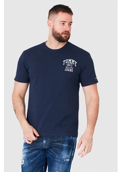 TOMMY JEANS Granatowy t-shirt męski z wyszywanym logo, Wybierz rozmiar S ze sklepu outfit.pl w kategorii T-shirty męskie - zdjęcie 165014372