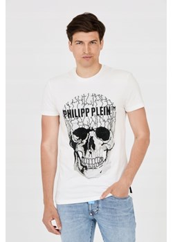 PHILIPP PLEIN T-shirt biały z popękaną czaszką, Wybierz rozmiar XXL ze sklepu outfit.pl w kategorii T-shirty męskie - zdjęcie 165014460