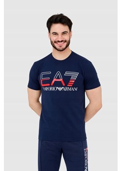 EA7 T-shirt męski granatowy z dużym logo, Wybierz rozmiar XXL ze sklepu outfit.pl w kategorii T-shirty męskie - zdjęcie 165014671