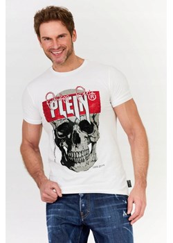 PHILIPP PLEIN Biały t-shirt z czaszką i logo, Wybierz rozmiar XL ze sklepu outfit.pl w kategorii T-shirty męskie - zdjęcie 165014733