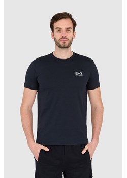 EA7 Granatowy t-shirt męski z małym logo, Wybierz rozmiar XXL ze sklepu outfit.pl w kategorii T-shirty męskie - zdjęcie 165014771