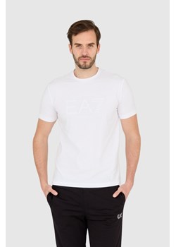 EA7 Biały męski t-shirt z dużym białym logo, Wybierz rozmiar XXL ze sklepu outfit.pl w kategorii T-shirty męskie - zdjęcie 165014834