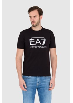 EA7 Czarny męski t-shirt z dużym białym logo, Wybierz rozmiar L ze sklepu outfit.pl w kategorii T-shirty męskie - zdjęcie 165014843