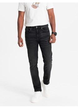 Spodnie męskie jeansowe SLIM FIT - czarne V1 OM-PADP-0110 ze sklepu ombre w kategorii Jeansy męskie - zdjęcie 165015781