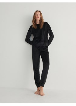 Reserved - Dwuczęściowa piżama z weluru - czarny ze sklepu Reserved w kategorii Piżamy damskie - zdjęcie 165016261