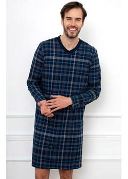 Bawełniana koszula nocna męska z długim rękawem Jakub, Kolor granatowy-wzór, Rozmiar M, Italian Fashion ze sklepu Intymna w kategorii Piżamy męskie - zdjęcie 165018491