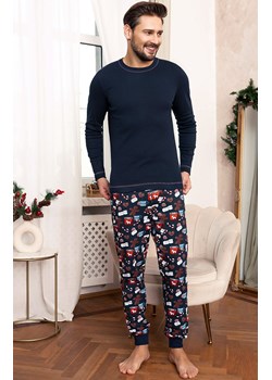 Piżama męska świąteczna granatowa Rojas, Kolor granatowy-wzór, Rozmiar S, Italian Fashion ze sklepu Intymna w kategorii Piżamy męskie - zdjęcie 165018554
