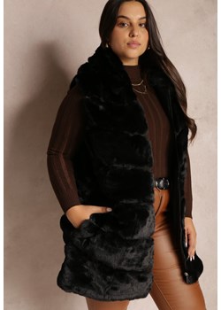 Czarna Kamizelka Futrzana Długa Rere ze sklepu Renee odzież w kategorii Kamizelki damskie - zdjęcie 165023801