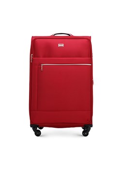 Duża walizka miękka z błyszczącym suwakiem z przodu czerwona ze sklepu WITTCHEN w kategorii Walizki - zdjęcie 165033370