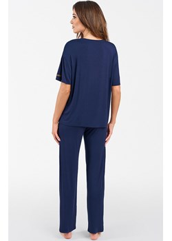 Piżama damska granatowa z krótkim rękawem i długą nogawką Akord, Kolor granatowy, Rozmiar S, Italian Fashion - id: 179052 - marki Italian Fashion - 165041792 Piżama damska granatowa z krótkim rękawem i długą nogawką Akord, Kolor granatowy, Rozmiar S, Italian Fashion ze sklepu Intymna w kategorii Piżamy damskie - zdjęcie 165041792