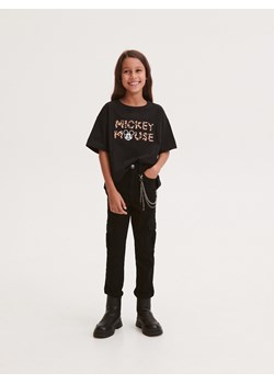 Reserved - Bawełniane spodnie z łańcuchem - czarny ze sklepu Reserved w kategorii Spodnie dziewczęce - zdjęcie 165047261