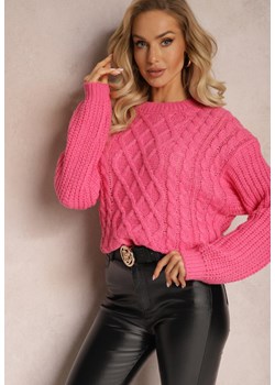 Fuksjowy Sweter z Warkoczowym Splotem i Kaszmirem Justinne ze sklepu Renee odzież w kategorii Swetry damskie - zdjęcie 165047884