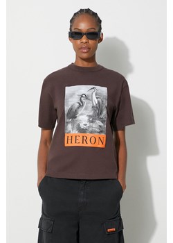 Heron Preston t-shirt bawełniany Heron Bw Ss Tee damski kolor brązowy HWAA032F23JER0026010 ze sklepu PRM w kategorii Bluzki damskie - zdjęcie 165050310