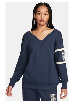 Damska bluza dresowa z dekoltem w kształcie litery V Nike Sportswear Phoenix Fleece - Niebieski ze sklepu Nike poland w kategorii Bluzy damskie - zdjęcie 165095092