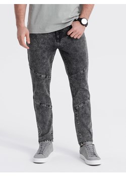 Spodnie męskie jeansowe z przeszyciem na kolanach - szary V3 OM-PADP-0109 ze sklepu ombre w kategorii Jeansy męskie - zdjęcie 165099640