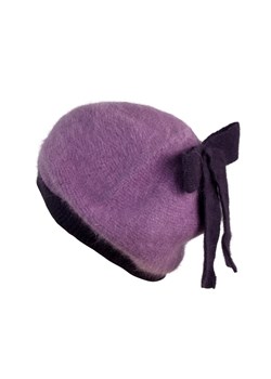 Angorkowy beret z kokardką ze sklepu JK-Collection w kategorii Czapki zimowe damskie - zdjęcie 165127980