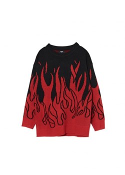 Cropp - Czarny sweter z motywem ognia - czerwony ze sklepu Cropp w kategorii Swetry damskie - zdjęcie 165139804