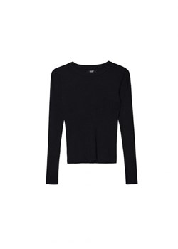 Cropp - Czarny sweter w prążki - czarny ze sklepu Cropp w kategorii Swetry damskie - zdjęcie 165142451