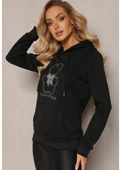 Czarna Bluza Kangurka ze Ściągaczami z Nadrukiem i Polarem Simunsa ze sklepu Renee odzież w kategorii Bluzy damskie - zdjęcie 165143210