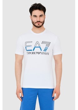 EA7 T-shirt męski biały z dużym czarnym logo, Wybierz rozmiar XXL ze sklepu outfit.pl w kategorii T-shirty męskie - zdjęcie 165152214