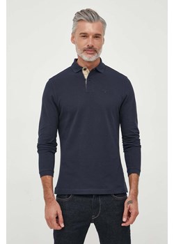 Barbour longsleeve bawełniany kolor granatowy gładki ze sklepu PRM w kategorii T-shirty męskie - zdjęcie 165193170