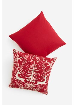 H & M - Płócienna bawełniana poszewka na poduszkę 2-pak - Czerwony ze sklepu H&M w kategorii Dekoracje świąteczne - zdjęcie 165193422