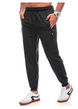 Spodnie męskie dresowe 1428P - grafitowe ze sklepu Edoti w kategorii Spodnie męskie - zdjęcie 165194011