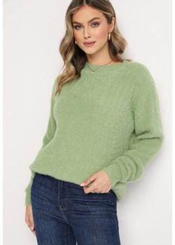 Jasnozielony Klasyczny Sweter z Puchatego Materiału Oversize Miarra ze sklepu Born2be Odzież w kategorii Swetry damskie - zdjęcie 165194543