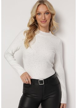 Biały Sweter z Wiskozy w Cyrkonie Aranel ze sklepu Born2be Odzież w kategorii Swetry damskie - zdjęcie 165198543