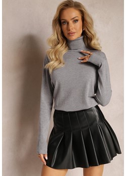 Szary Sweter Golf o Dopasowanym Fasonie z Wiskozą Nalexa ze sklepu Renee odzież w kategorii Swetry damskie - zdjęcie 165207154