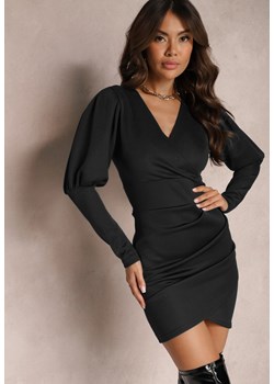 Czarna Dopasowana Sukienka Mini o Asymetrycznym Kroju Beomia ze sklepu Renee odzież w kategorii Sukienki - zdjęcie 165207284