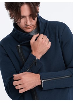 Rozpinana bluza męska ze stójką LONDON - granatowa B1362 ze sklepu ombre w kategorii Bluzy męskie - zdjęcie 165208013