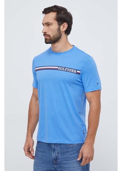 Tommy Hilfiger t-shirt bawełniany męski kolor niebieski z nadrukiem MW0MW33688 ze sklepu ANSWEAR.com w kategorii T-shirty męskie - zdjęcie 165211330