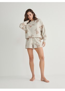 Reserved - Dwuczęściowa piżama z nadrukiem - beżowy ze sklepu Reserved w kategorii Piżamy damskie - zdjęcie 165222061