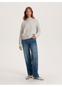 Reserved - Sweter z warkoczowym splotem - jasnoszary ze sklepu Reserved w kategorii Swetry damskie - zdjęcie 165228484