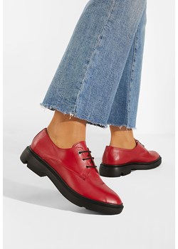 Czerwone oxfordy damskie skórzane Pelado ze sklepu Zapatos w kategorii Półbuty damskie - zdjęcie 165297142