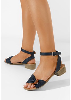 Granatowe sandały damskie skórzane Vestina ze sklepu Zapatos w kategorii Sandały damskie - zdjęcie 165297181