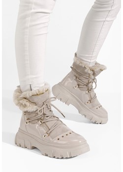 Beżowe botki damskie ocieplane Salma ze sklepu Zapatos w kategorii Śniegowce damskie - zdjęcie 165297613