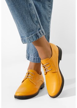 Żółte oxfordy damskie skórzane Otivera ze sklepu Zapatos w kategorii Półbuty damskie - zdjęcie 165297830