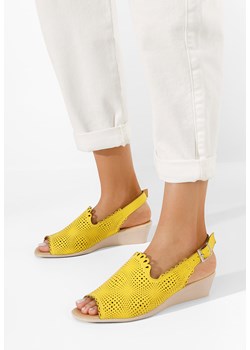Żółte sandały damskie skórzane Claudia ze sklepu Zapatos w kategorii Sandały damskie - zdjęcie 165298072