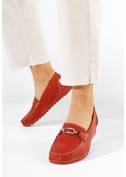 Czerwone mokasyny damskie skórzane Fahima ze sklepu Zapatos w kategorii Mokasyny damskie - zdjęcie 165298222