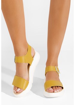 Żółte sandały damskie skórzane Tiella ze sklepu Zapatos w kategorii Sandały damskie - zdjęcie 165298602