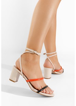 Beżowe sandały na słupku Jimera ze sklepu Zapatos w kategorii Sandały damskie - zdjęcie 165298831