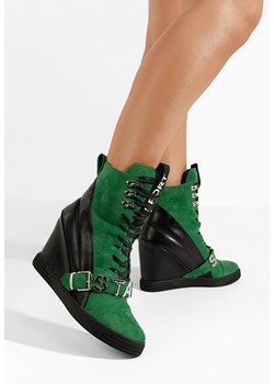 Zielone sneakersy na koturnie Candy ze sklepu Zapatos w kategorii Buty sportowe damskie - zdjęcie 165299082