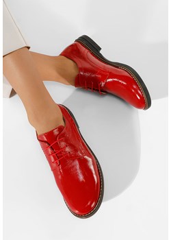 Czerwone oxfordy damskie skórzane Otivera V3 ze sklepu Zapatos w kategorii Półbuty damskie - zdjęcie 165299222
