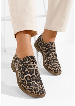 Panterkowe oxfordy damskie skórzane Otivera ze sklepu Zapatos w kategorii Półbuty damskie - zdjęcie 165299301