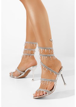 Srebrne sandały na szpilce Calisa ze sklepu Zapatos w kategorii Sandały damskie - zdjęcie 165299922